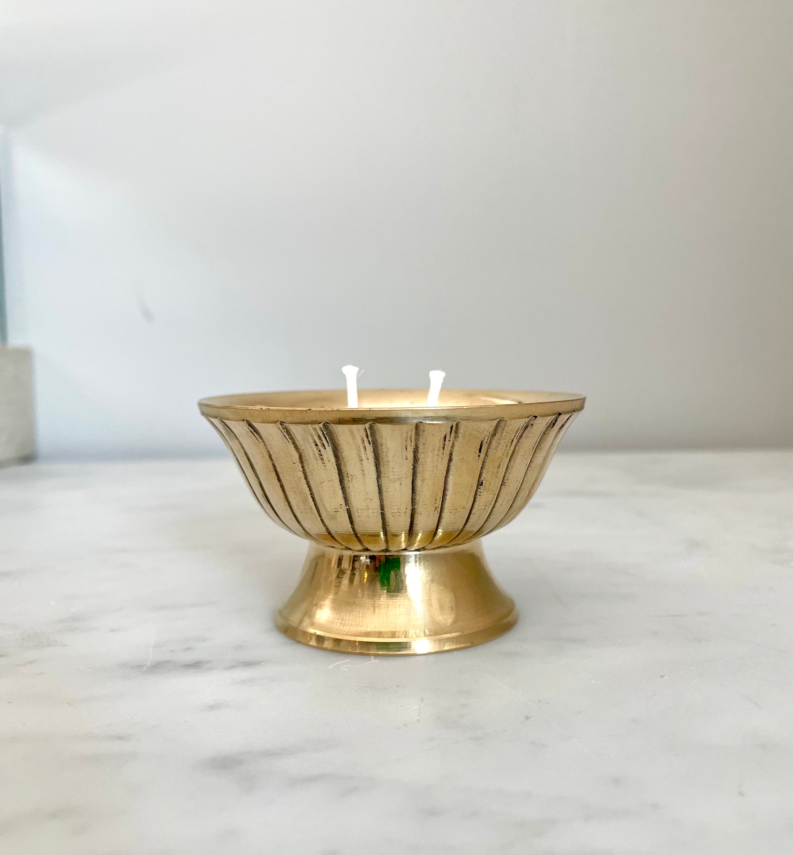 Standing Brass Temple Diya